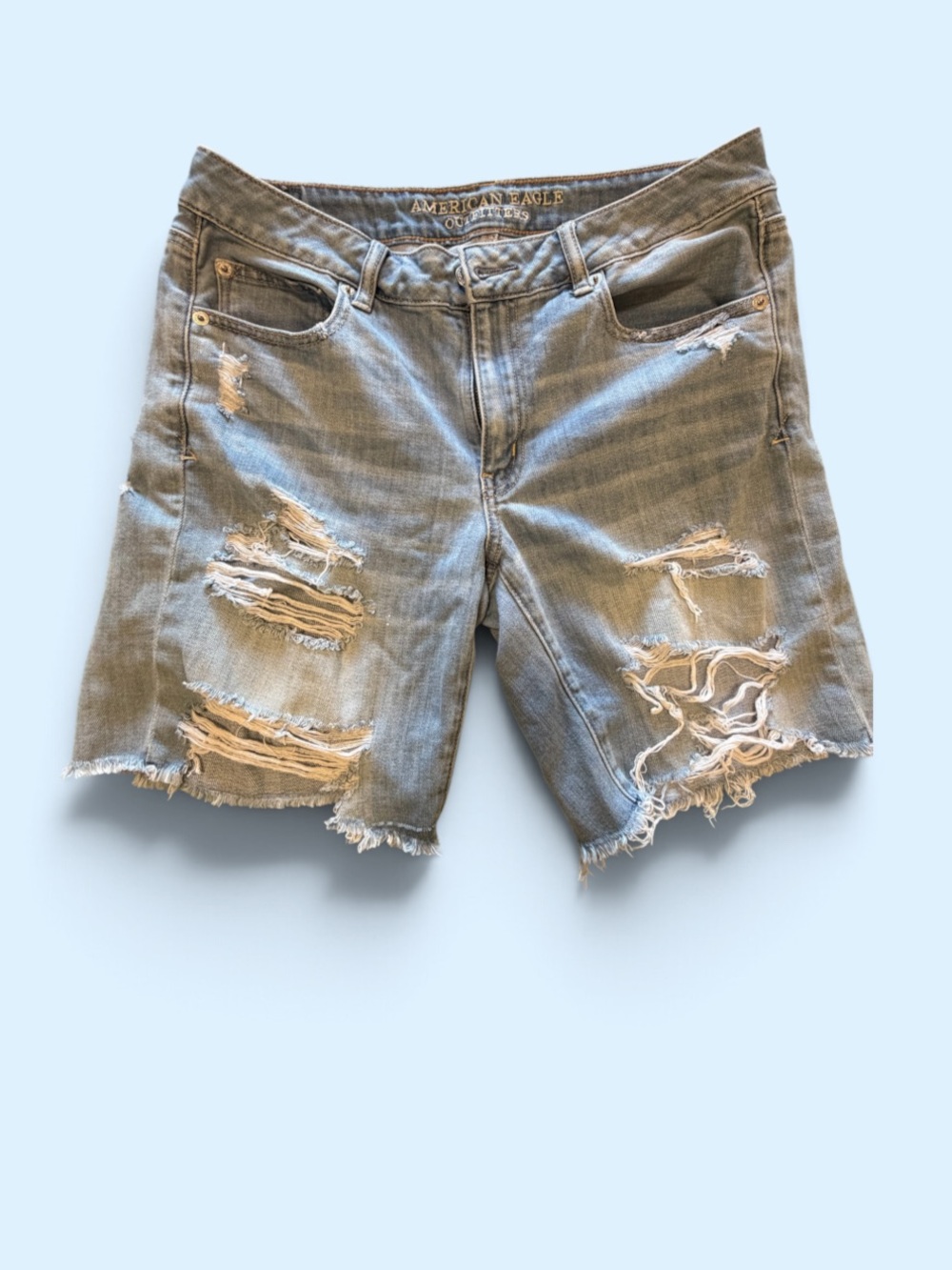 American Eagle Outfitters Distressed Light Blue Bermuda boy Shorts